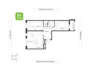 3-к квартира, вторичка, 71м2, 7/18 этаж