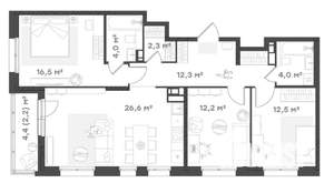 3-к квартира, вторичка, 93м2, 2/18 этаж
