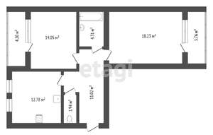 2-к квартира, вторичка, 58м2, 3/3 этаж