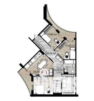 3-к квартира, строящийся дом, 148м2, 5/8 этаж
