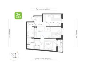 2-к квартира, вторичка, 69м2, 5/9 этаж