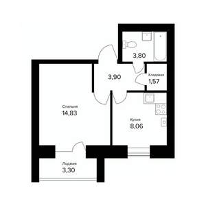 1-к квартира, вторичка, 34м2, 1/5 этаж