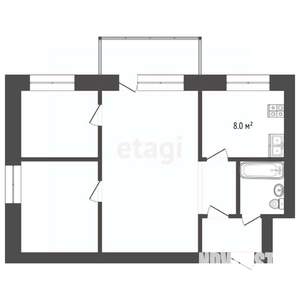 2-к квартира, вторичка, 44м2, 3/4 этаж