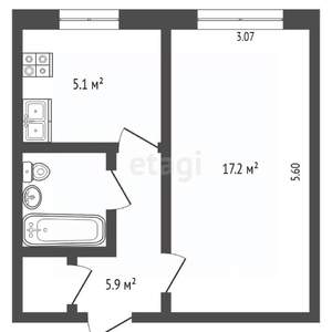1-к квартира, вторичка, 398м2, 7/9 этаж