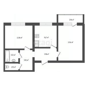 2-к квартира, сданный дом, 55м2, 6/6 этаж