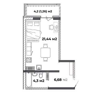 Студия квартира, строящийся дом, 34м2, 18/18 этаж