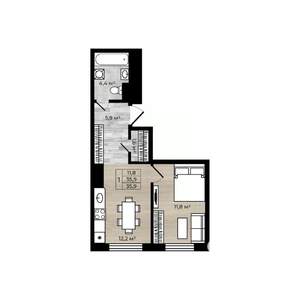 1-к квартира, вторичка, 36м2, 9/9 этаж