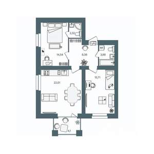2-к квартира, строящийся дом, 69м2, 5/16 этаж