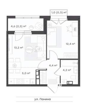 1-к квартира, вторичка, 42м2, 6/18 этаж