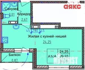 Студия квартира, вторичка, 31м2, 8/10 этаж
