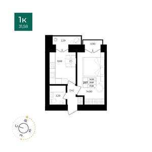 1-к квартира, вторичка, 32м2, 12/12 этаж