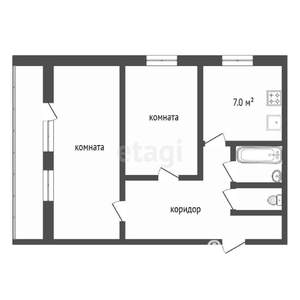 2-к квартира, вторичка, 45м2, 1/4 этаж