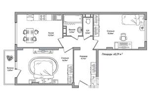 2-к квартира, вторичка, 60м2, 2/10 этаж