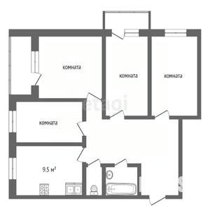 3-к квартира, вторичка, 89м2, 1/10 этаж