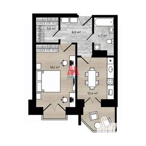 1-к квартира, вторичка, 41м2, 7/9 этаж