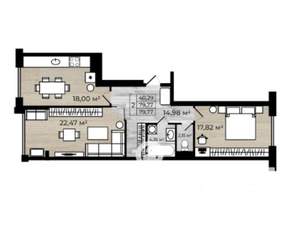 2-к квартира, строящийся дом, 83м2, 2/8 этаж