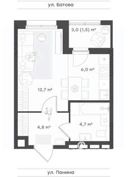Студия квартира, вторичка, 30м2, 8/18 этаж