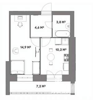 1-к квартира, вторичка, 37м2, 3/5 этаж