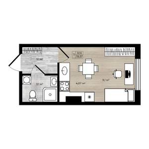 Студия квартира, вторичка, 19м2, 6/18 этаж