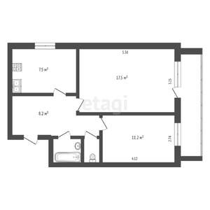 2-к квартира, вторичка, 48м2, 5/5 этаж