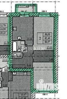2-к квартира, сданный дом, 63м2, 10/12 этаж