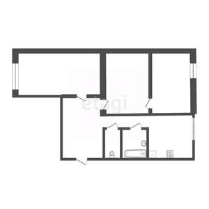 3-к квартира, вторичка, 58м2, 1/2 этаж