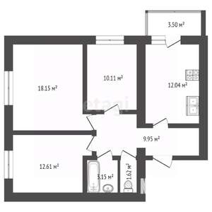 3-к квартира, вторичка, 69м2, 3/16 этаж