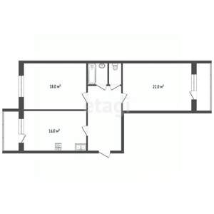 2-к квартира, вторичка, 67м2, 3/7 этаж