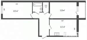 2-к квартира, вторичка, 54м2, 5/5 этаж