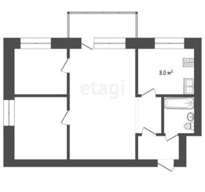2-к квартира, вторичка, 44м2, 3/4 этаж