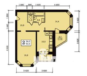 2-к квартира, вторичка, 63м2, 8/10 этаж