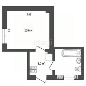 Студия квартира, вторичка, 18м2, 1/2 этаж