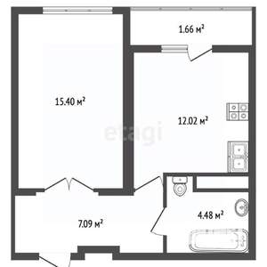 1-к квартира, вторичка, 41м2, 2/8 этаж