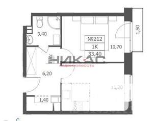 1-к квартира, вторичка, 33м2, 5/11 этаж