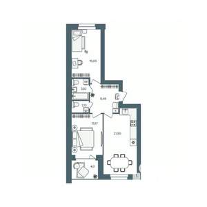 2-к квартира, строящийся дом, 67м2, 7/16 этаж