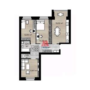 3-к квартира, сданный дом, 76м2, 5/10 этаж
