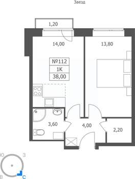 1-к квартира, вторичка, 38м2, 10/11 этаж