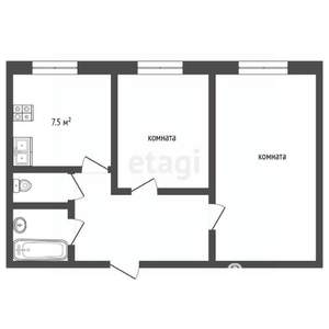 2-к квартира, вторичка, 49м2, 4/5 этаж