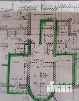 2-к квартира, вторичка, 74м2, 3/8 этаж