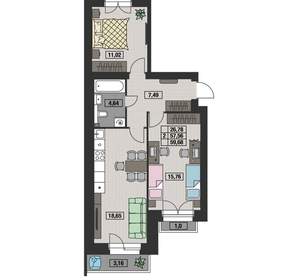 2-к квартира, вторичка, 60м2, 7/8 этаж