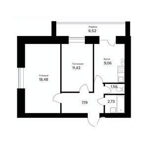 2-к квартира, вторичка, 54м2, 4/5 этаж