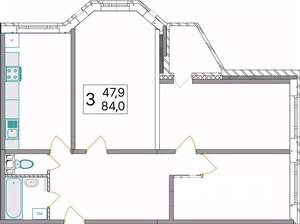 3-к квартира, вторичка, 84м2, 2/10 этаж