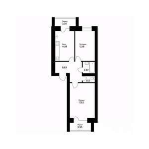2-к квартира, вторичка, 58м2, 3/5 этаж