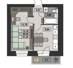1-к квартира, вторичка, 32м2, 2/8 этаж