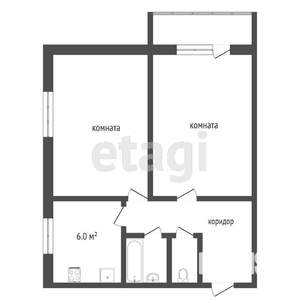 2-к квартира, вторичка, 46м2, 1/5 этаж