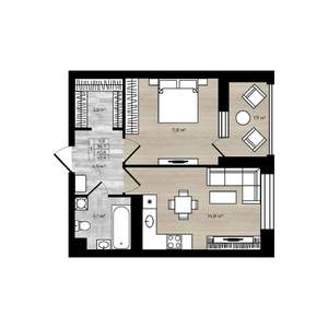 1-к квартира, вторичка, 42м2, 6/10 этаж