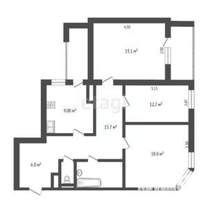 3-к квартира, вторичка, 67м2, 3/12 этаж