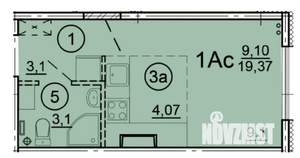 1-к квартира, вторичка, 19м2, 11/17 этаж