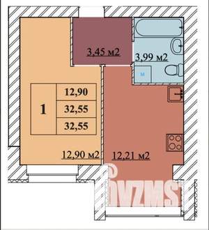 1-к квартира, сданный дом, 32м2, 9/10 этаж