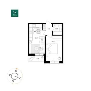 1-к квартира, вторичка, 37м2, 15/17 этаж